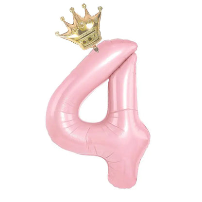 32inch Pastel Baby Blue Pink Foil Number Balloon With Crown 1 2 3 4 5 6 7  Birthday Party Baby Shower Wedding Decoration