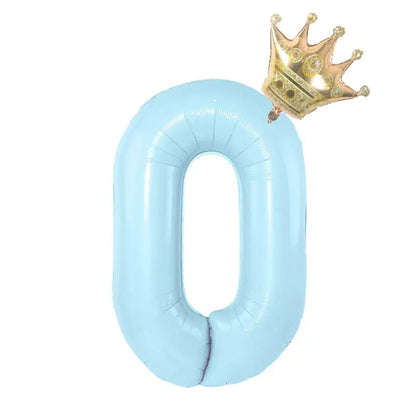 32inch Pastel Baby Blue Pink Foil Number Balloon With Crown 1 2 3 4 5 6 7  Birthday Party Baby Shower Wedding Decoration