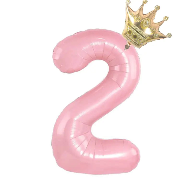 32inch Pastel Baby Blue Pink Foil Number Balloon With Crown 1 2 3 4 5 6 7  Birthday Party Baby Shower Wedding Decoration