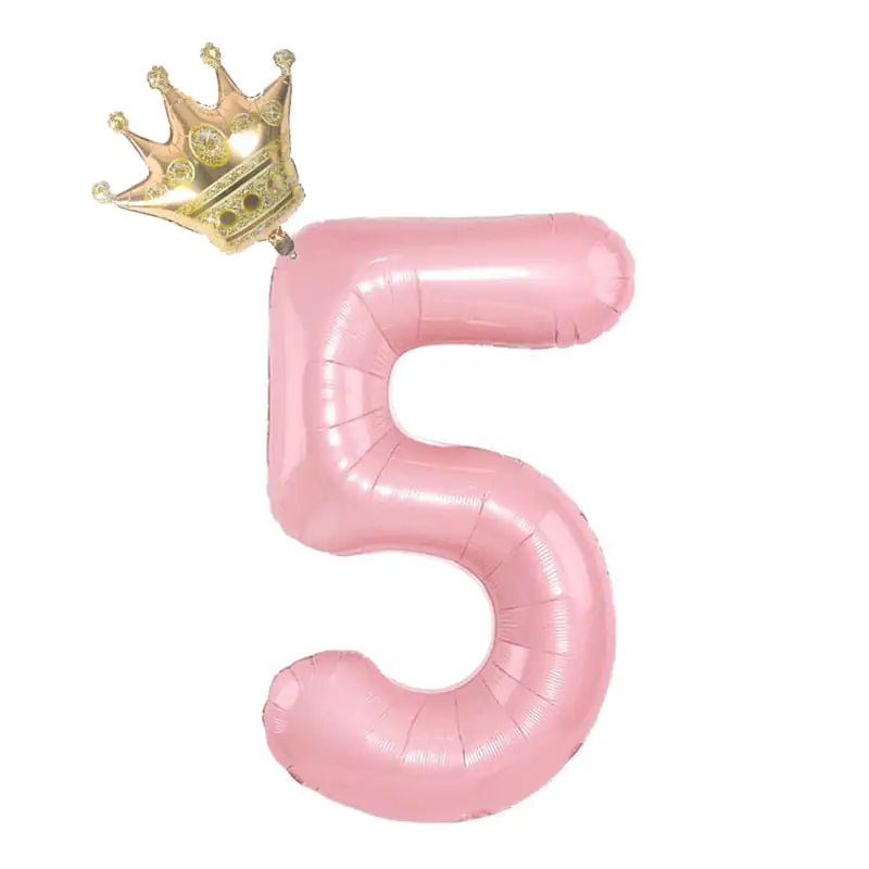 32inch Pastel Baby Blue Pink Foil Number Balloon With Crown 1 2 3 4 5 6 7  Birthday Party Baby Shower Wedding Decoration