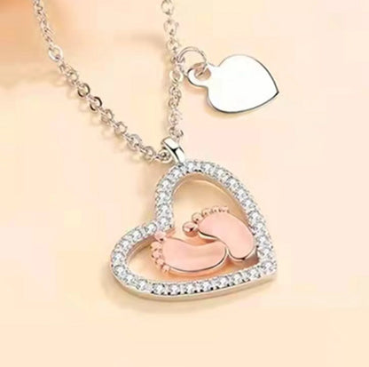 Baby Foot Heart Pendant Necklace