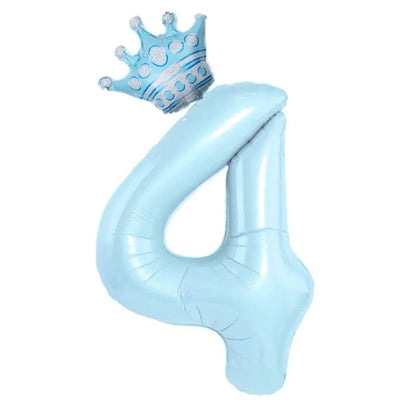 32inch Pastel Baby Blue Pink Foil Number Balloon With Crown 1 2 3 4 5 6 7  Birthday Party Baby Shower Wedding Decoration