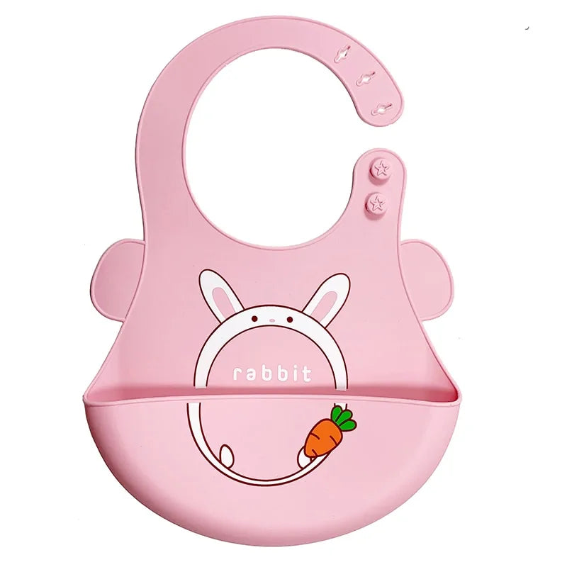 Adjustable Waterproof Silicone Cartoon Baby Bibs