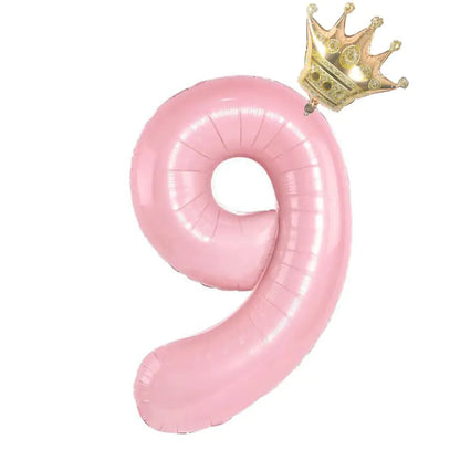 32inch Pastel Baby Blue Pink Foil Number Balloon With Crown 1 2 3 4 5 6 7  Birthday Party Baby Shower Wedding Decoration